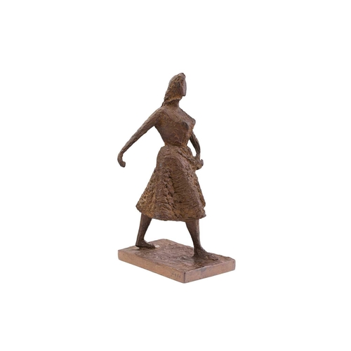 346 - Chana Orloff (Ukrainian born, Israeli 1888-1968) a bronze figure of a lady sowing seeds from her pin... 