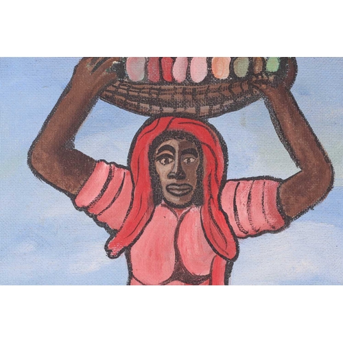 36 - Mallica Reynolds (Kapo) (1911-1989) Jamaican, Lady carrying a basket of fruit on her head, signed KA... 