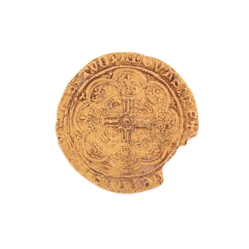 380 - Richard II / Edward III Half Noble, AD 1377-99., Obv: King standing in ship holding shield and sword... 