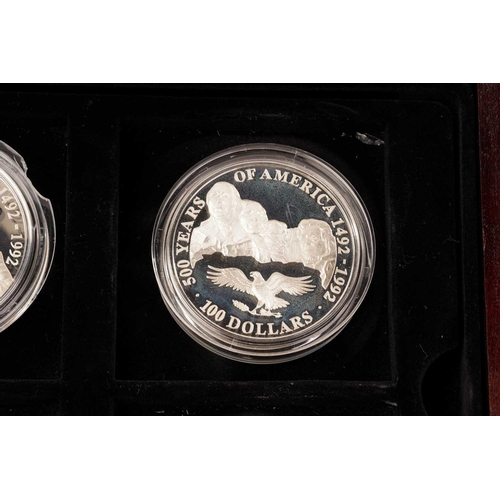 381 - A set of four large silver proof medallions celebrating, '500 Years of America - Milestones of Ameri... 