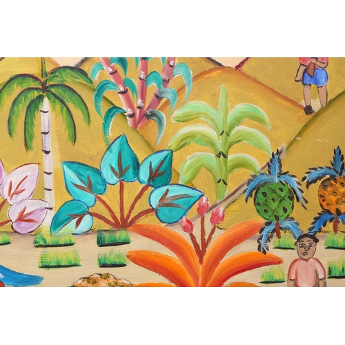 40 - † Alexandre Gregoire (1922-2001) Haiti, Royal Procession passing gardens, with Palace in the distanc... 