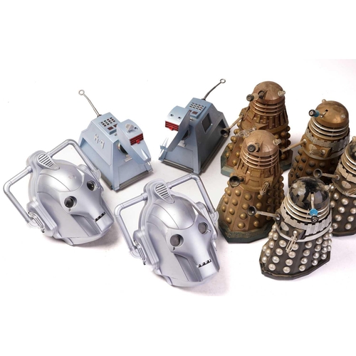 416 - A group of unboxed and playworn Dr Who toys, to include Daleks, K9 and Cybermen masks.