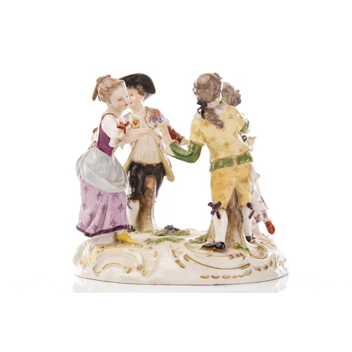 429 - A Meissen figure group of four dancing children, incised 2428 impressed 76, cross swords mark, 15 cm... 