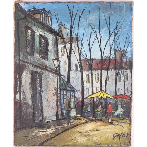 45 - † Jean-Louis Getaz (1931 - 2002), French market square, signed, oil on canvas, unframed, 55 x 46 cm