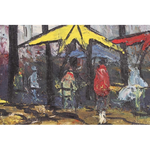 45 - † Jean-Louis Getaz (1931 - 2002), French market square, signed, oil on canvas, unframed, 55 x 46 cm