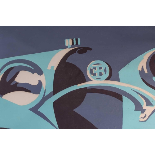 471 - After Gerold Hunziger (1894 - 1980), Bugatti, screen print poster by A. Trüb & Cie, Aarau, framed an... 