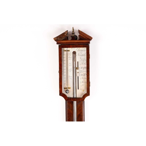 483 - Peorolia of Norwich(?); a mahogany cased stick barometer, thermometer with brushed steel register pl... 