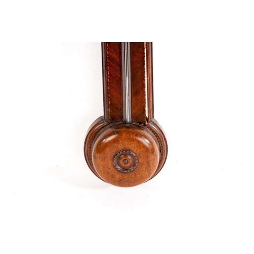 483 - Peorolia of Norwich(?); a mahogany cased stick barometer, thermometer with brushed steel register pl... 