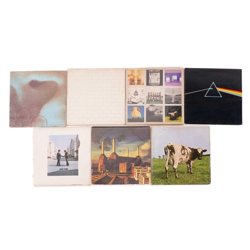 486 - Pink Floyd: seven vinyl albums, comprising 'Meddle' (SHVL795, Harvest 1971, A4-B3), 'Wish You Were H... 