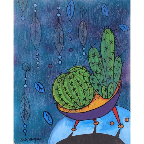 52 - † Sally Vaughan, Four studies of Cacti, each signed, acrylic on board, 61 x 51 cm, and two similar w... 