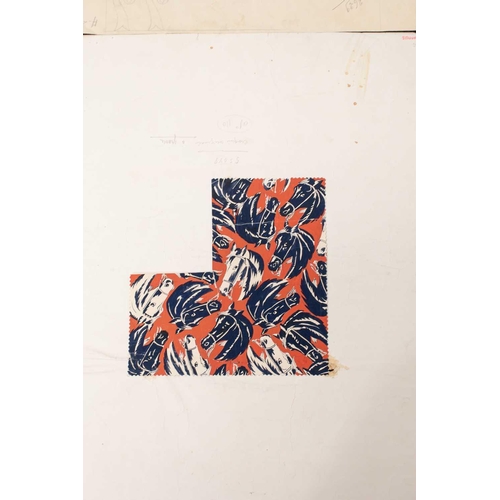 57 - A folio containing a collection of unframed fabric designs (approx. 30), mixed media, early 20th cen... 