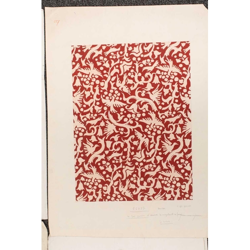 57 - A folio containing a collection of unframed fabric designs (approx. 30), mixed media, early 20th cen... 