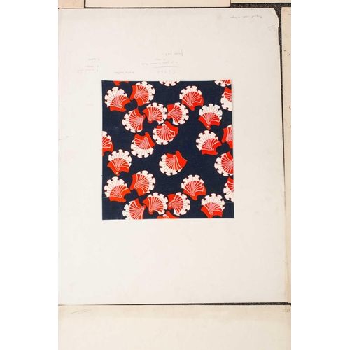 57 - A folio containing a collection of unframed fabric designs (approx. 30), mixed media, early 20th cen... 