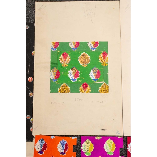 57 - A folio containing a collection of unframed fabric designs (approx. 30), mixed media, early 20th cen... 