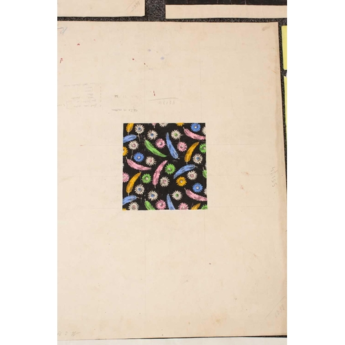 57 - A folio containing a collection of unframed fabric designs (approx. 30), mixed media, early 20th cen... 