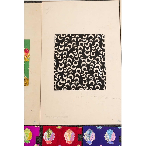 57 - A folio containing a collection of unframed fabric designs (approx. 30), mixed media, early 20th cen... 