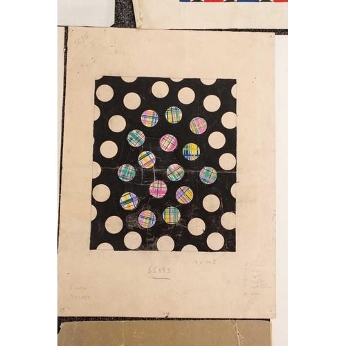 57 - A folio containing a collection of unframed fabric designs (approx. 30), mixed media, early 20th cen... 