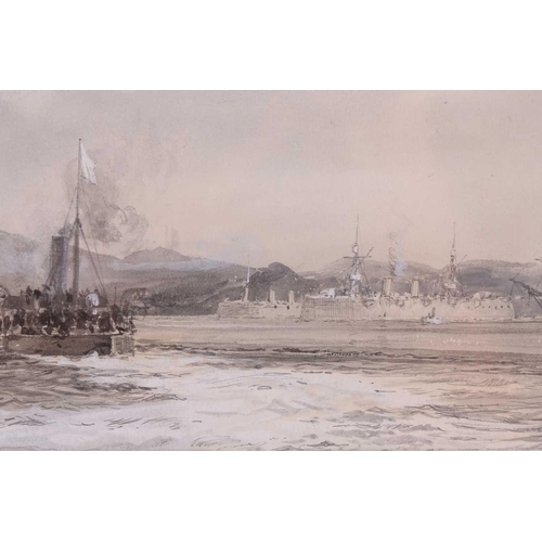 6 - William Wyllie (1851-1931), 'Chinese Gunboat with Flag of Truce', watercolour, signed to lower left ... 