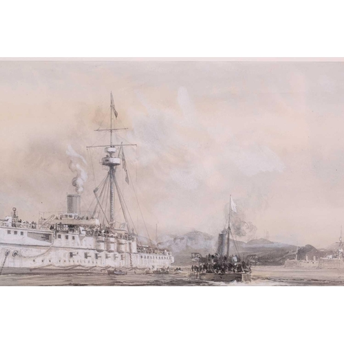 6 - William Wyllie (1851-1931), 'Chinese Gunboat with Flag of Truce', watercolour, signed to lower left ... 