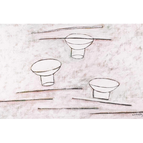 60 - Le Thiet Cuong (b.1962) Vietnamese, Rice Bowls and Chopsticks, signed and dated '04, oil on canvas m... 