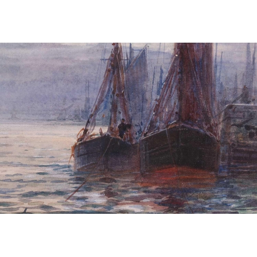 69 - Frederick William Scarborough (1860-1939), Barges, watercolour, monogram to lower left corner, 17.5 ... 