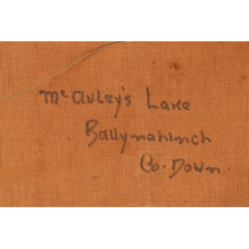 71 - † Maurice Canning Wilks (1910 - 1984), McAuley's Lake, Ballynahinch, Co Down, signed, inscribed on t... 