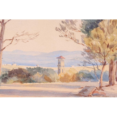 79 - Sybil Tyssen-Amherst (1858 - 1926), View from Valescure, signed Sybil Amherst in pencil, watercolour... 