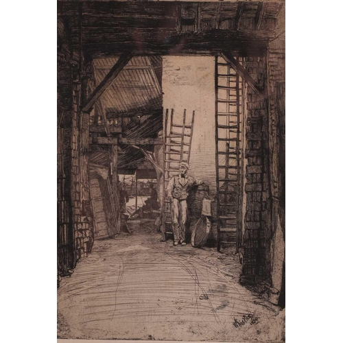 91 - James Abbot McNeill Whistler (1834 - 1903), The Lime Burner, etching & drypoint, signed twice within... 