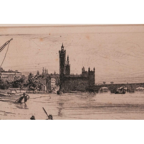 99 - James Abbot McNeill Whistler (1834 - 1903), Old Westminster Bridge with Houses of Parliament, etchin... 