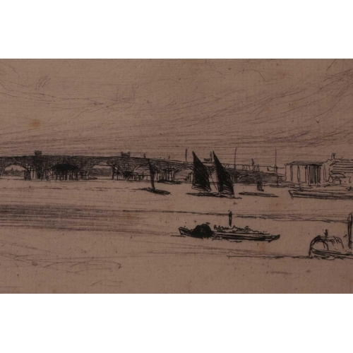 99 - James Abbot McNeill Whistler (1834 - 1903), Old Westminster Bridge with Houses of Parliament, etchin... 