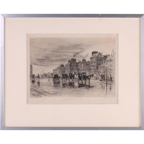 151 - Felix Buhot (1847 – 1898), Une Matinee D’Hiver Au Quai de L’Hotel Dieu, signed within the plate, Bou... 