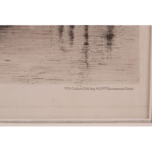 151 - Felix Buhot (1847 – 1898), Une Matinee D’Hiver Au Quai de L’Hotel Dieu, signed within the plate, Bou... 