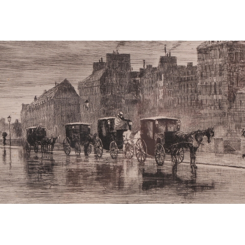 151 - Felix Buhot (1847 – 1898), Une Matinee D’Hiver Au Quai de L’Hotel Dieu, signed within the plate, Bou... 