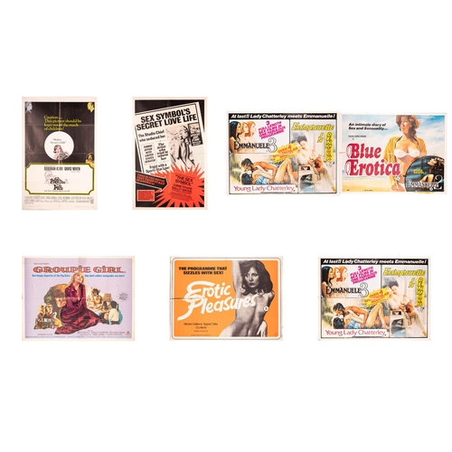 415 - Seven original quad film posters, comprising 'Prudence and the Pill 1968' (69 cm x 104 cm), 'Groupie... 