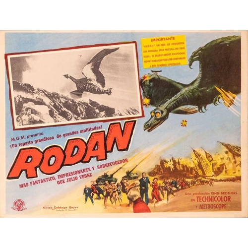 267 - Six Belgian film posters / lobby cards, comprising 'Rodan' (32 cm x 42 cm), 'Le Chein Loup' (38 cm x... 