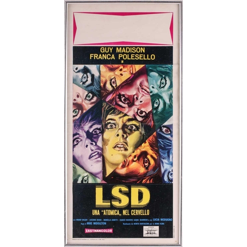 275 - Six original film posters comprising 'LSD' Italian 1967 (framed and glazed 35cm x 72cm), 'I am a Vir... 