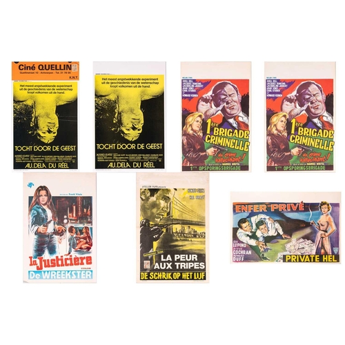 277 - Seven original Belgian film posters / lobby cards, comprising two of '1ere Brigade Criminelle' (1960... 