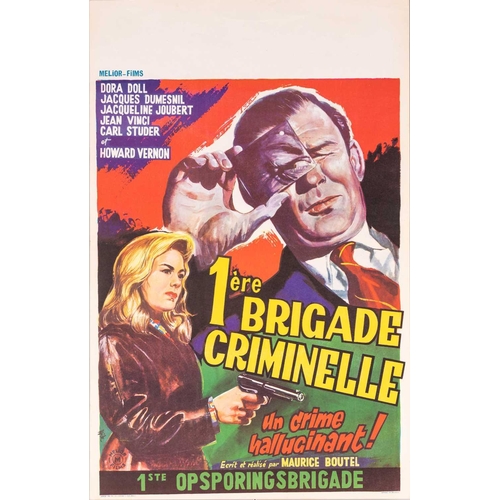 277 - Seven original Belgian film posters / lobby cards, comprising two of '1ere Brigade Criminelle' (1960... 