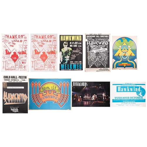 278 - Hawkwind: ten original posters comprising two quad illustration posters (each 102cm x 76cm), four 