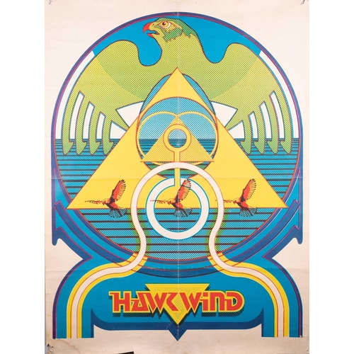 278 - Hawkwind: ten original posters comprising two quad illustration posters (each 102cm x 76cm), four 