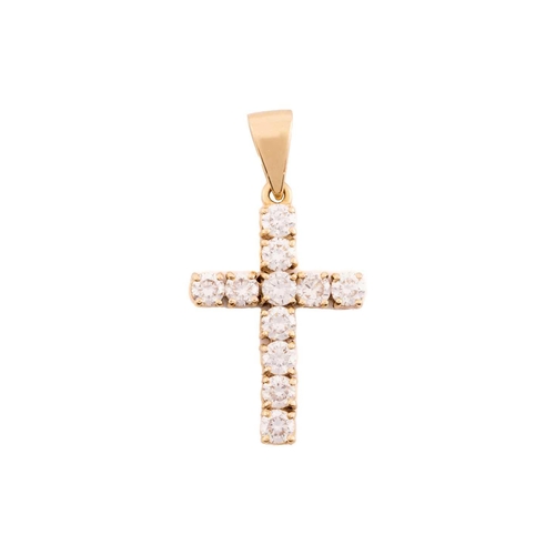 250 - A diamond cross pendant in 18ct yellow gold, containing eleven brilliant-cut diamonds of 3.3 mm in c... 