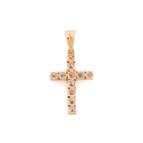 250 - A diamond cross pendant in 18ct yellow gold, containing eleven brilliant-cut diamonds of 3.3 mm in c... 