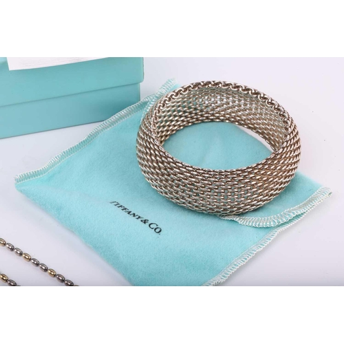 269 - A Tiffany & Co. 'Somerset' wide mesh bracelet in sterling silver, together with a ball chain necklac... 