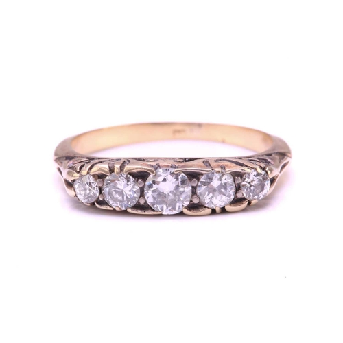 271 - An old-cut diamond half hoop ring, set with five round varied old-cut diamonds with a total estimate... 