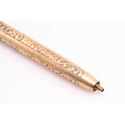 275 - A Mabie Todd & Co 'Swan' 9k gold fountain pen, circa 1925, with engine turned decoration, the body w... 