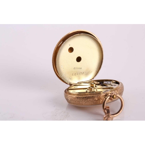 277 - A James Grant of Leeds open-face pocket fob watch, featuring a key-wound movement in a yellow metal ... 