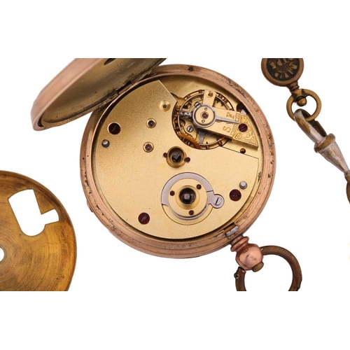 278 - A French open-face pocket watch and a steel pair case, featuring a key wound movement in a yellow me... 