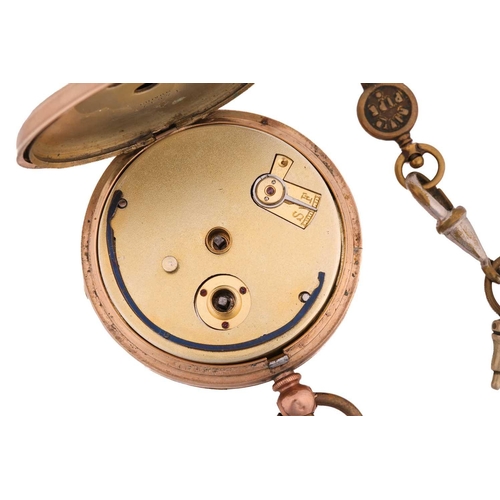 278 - A French open-face pocket watch and a steel pair case, featuring a key wound movement in a yellow me... 