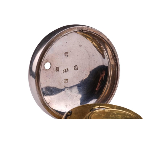 280 - A silver pair cased calendar pocket watch by Thomas Wagstaffe, the enamel dial with Roman numerals, ... 