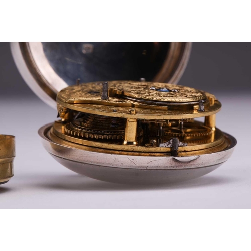 280 - A silver pair cased calendar pocket watch by Thomas Wagstaffe, the enamel dial with Roman numerals, ... 